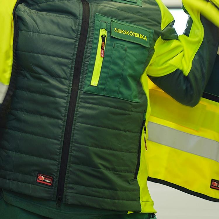 Green vest for ambulance and emergency services